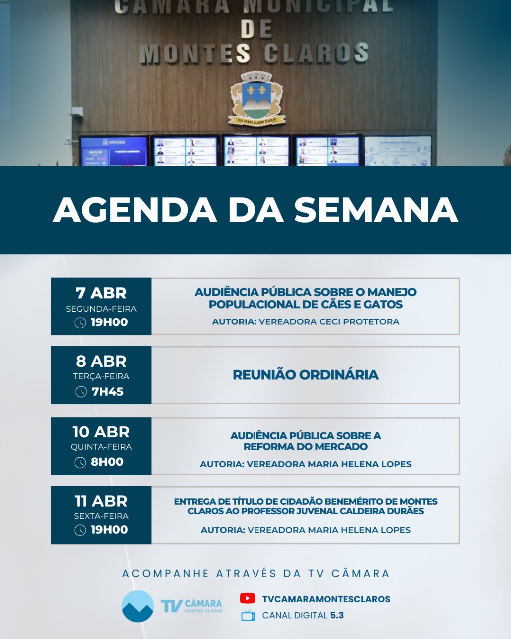 Agenda com audiências e Homenagem