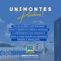 Câmara de Montes Claros promove sessão especial em homenagem aos 60 anos da Unimontes