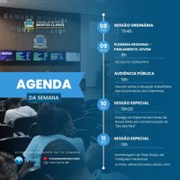 Câmara terá agenda extensa na próxima semana