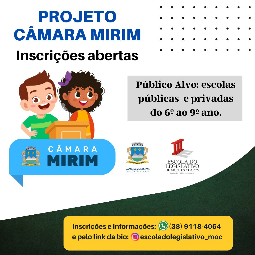 Escola do Legislativo abre inscrições para o Projeto Câmara Mirim 2026 