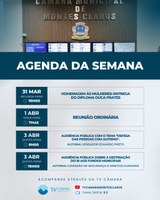 Homenagem e audiências marcam a semana na Câmara