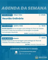 Homenagens marcam a agenda da semana na Câmara